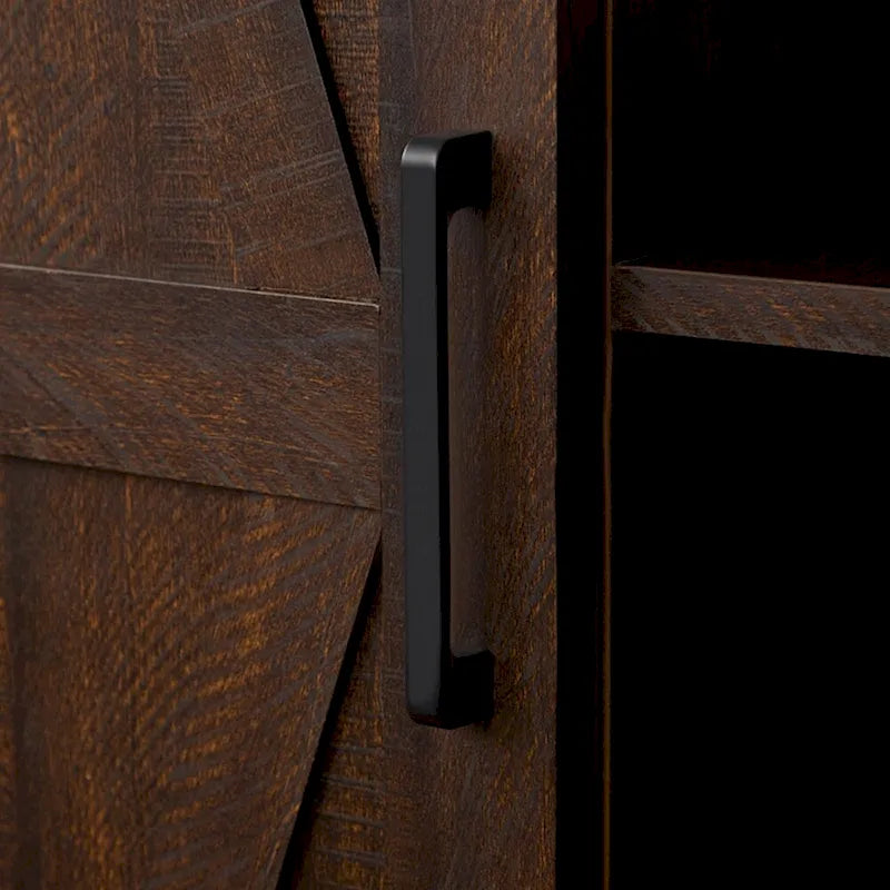 Armoire de rangement haute en bois avec porte de grange