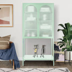 Armoire à étagères réglables avec 2 portes cintrées en verre