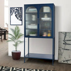Armoire à étagères réglables avec 2 portes cintrées en verre