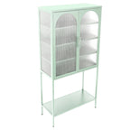 Armoire à étagères réglables avec 2 portes cintrées en verre