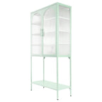 Armoire à étagères réglables avec 2 portes cintrées en verre