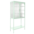 Armoire à étagères réglables avec 2 portes cintrées en verre