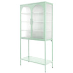 Armoire à étagères réglables avec 2 portes cintrées en verre