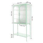 Armoire à étagères réglables avec 2 portes cintrées en verre
