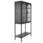 Armoire à étagères réglables avec 2 portes cintrées en verre