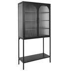 Armoire à étagères réglables avec 2 portes cintrées en verre
