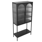 Armoire à étagères réglables avec 2 portes cintrées en verre