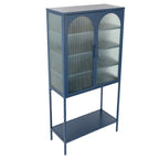 Armoire à étagères réglables avec 2 portes cintrées en verre