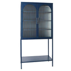 Armoire à étagères réglables avec 2 portes cintrées en verre