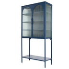 Armoire à étagères réglables avec 2 portes cintrées en verre