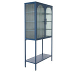 Armoire à étagères réglables avec 2 portes cintrées en verre