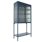 Armoire à étagères réglables avec 2 portes cintrées en verre