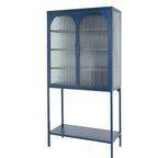 Armoire à étagères réglables avec 2 portes cintrées en verre