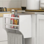 Îlot de cuisine mobile avec rangements, tiroir, 3 placards, étagère à épices et porte-serviettes, blanc