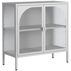 Buffet en métal, meuble de rangement d'appoint avec 2 portes vitrées, meuble bar à café avec étagères réglables, capacité de charge de 90 kg