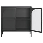Buffet en métal, meuble de rangement d'appoint avec 2 portes vitrées, meuble bar à café avec étagères réglables, capacité de charge de 90 kg
