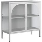 Buffet en métal, meuble de rangement d'appoint avec 2 portes vitrées, meuble bar à café avec étagères réglables, capacité de charge de 90 kg
