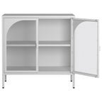 Buffet en métal, meuble de rangement d'appoint avec 2 portes vitrées, meuble bar à café avec étagères réglables, capacité de charge de 90 kg