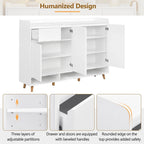 Meuble à chaussures avec étagères réglables, rangement minimaliste pour la maison avec pieds en bois massif, buffet de rangement
