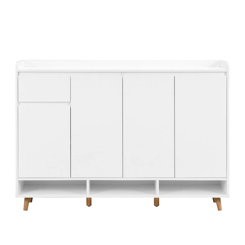 Meuble à chaussures avec étagères réglables, rangement minimaliste pour la maison avec pieds en bois massif, buffet de rangement