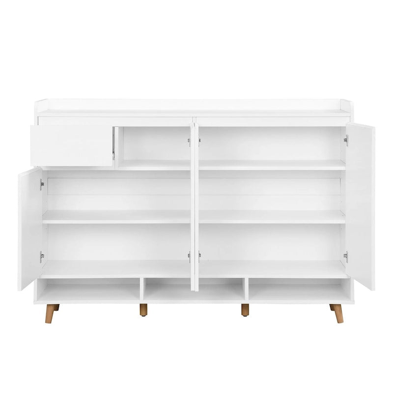Meuble à chaussures avec étagères réglables, rangement minimaliste pour la maison avec pieds en bois massif, buffet de rangement