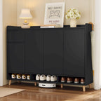Meuble à chaussures avec étagères réglables, rangement minimaliste pour la maison avec pieds en bois massif, buffet de rangement