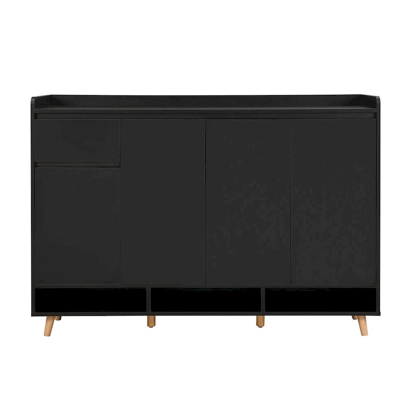 Meuble à chaussures avec étagères réglables, rangement minimaliste pour la maison avec pieds en bois massif, buffet de rangement