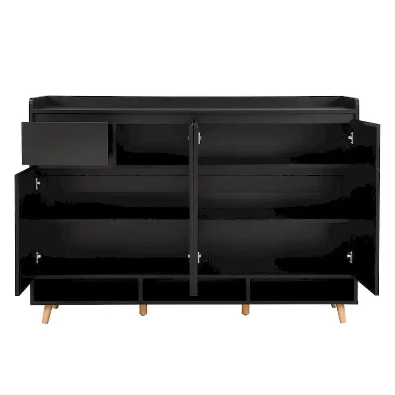 Meuble à chaussures avec étagères réglables, rangement minimaliste pour la maison avec pieds en bois massif, buffet de rangement