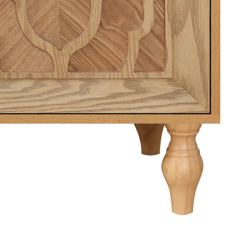 Armoire à porte sculptée en forme de fleur avec poignée en métal