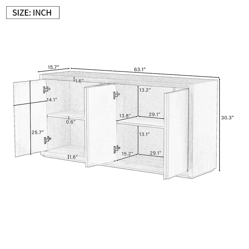 Buffet à quatre portes avec placage en frêne