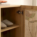 Armoire de rangement double porte en rotin naturel