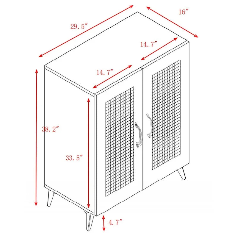 Armoire de rangement double porte en rotin naturel