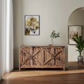 Buffet à 4 portes et 4 étagères ouvertes, meuble de rangement indépendant pour entrée, salon ou bureau.