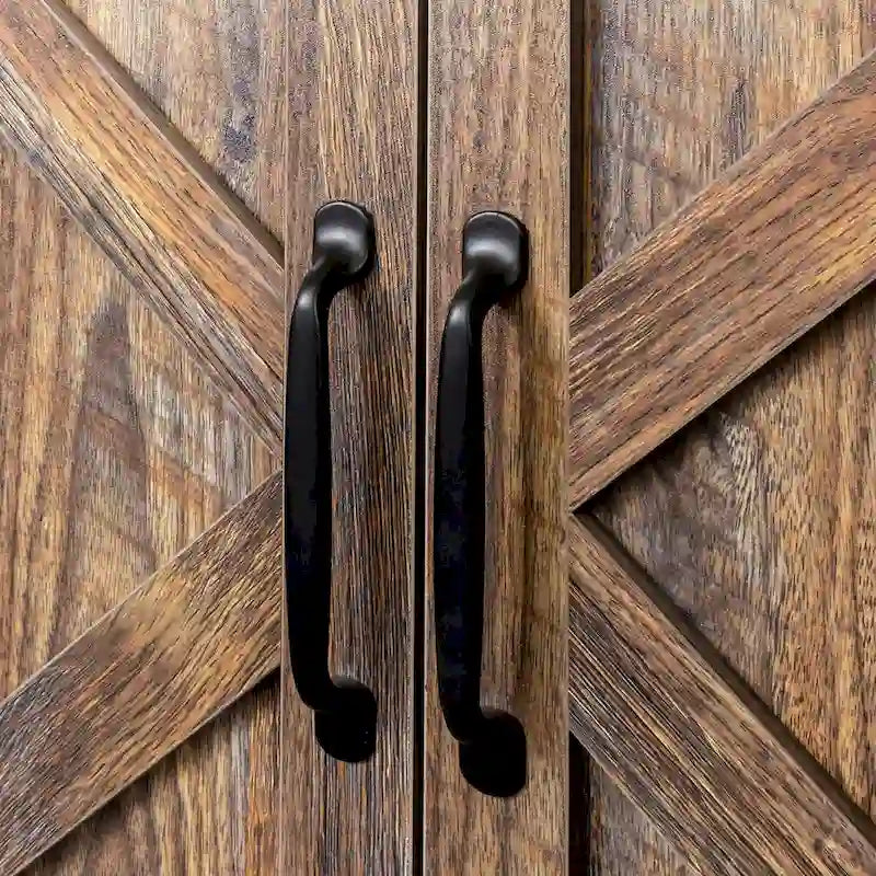Buffet à 4 portes et 4 étagères ouvertes, meuble de rangement indépendant pour entrée, salon ou bureau.