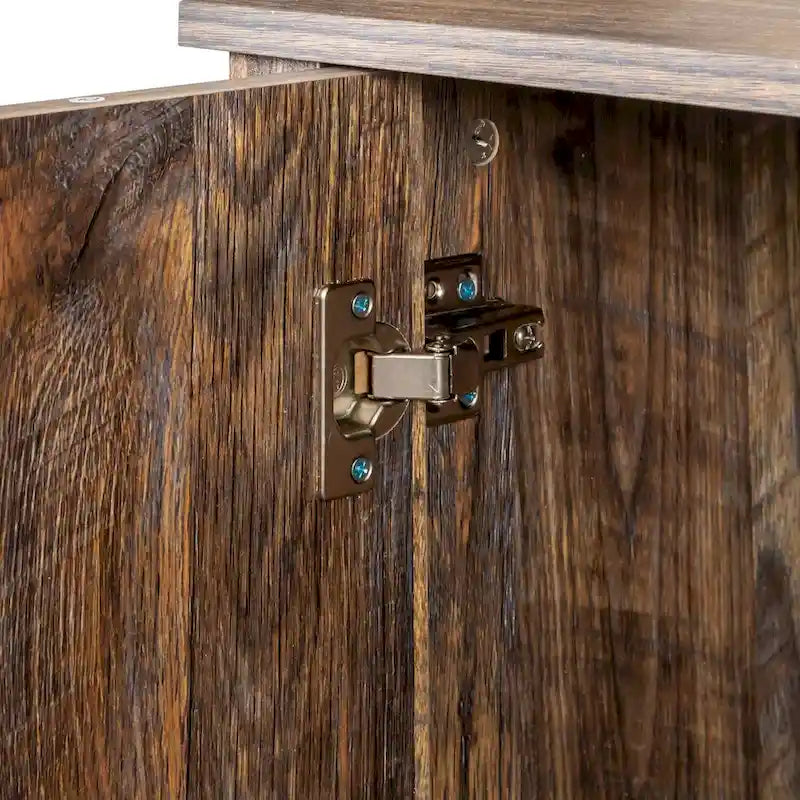 Buffet à 4 portes et 4 étagères ouvertes, meuble de rangement indépendant pour entrée, salon ou bureau.