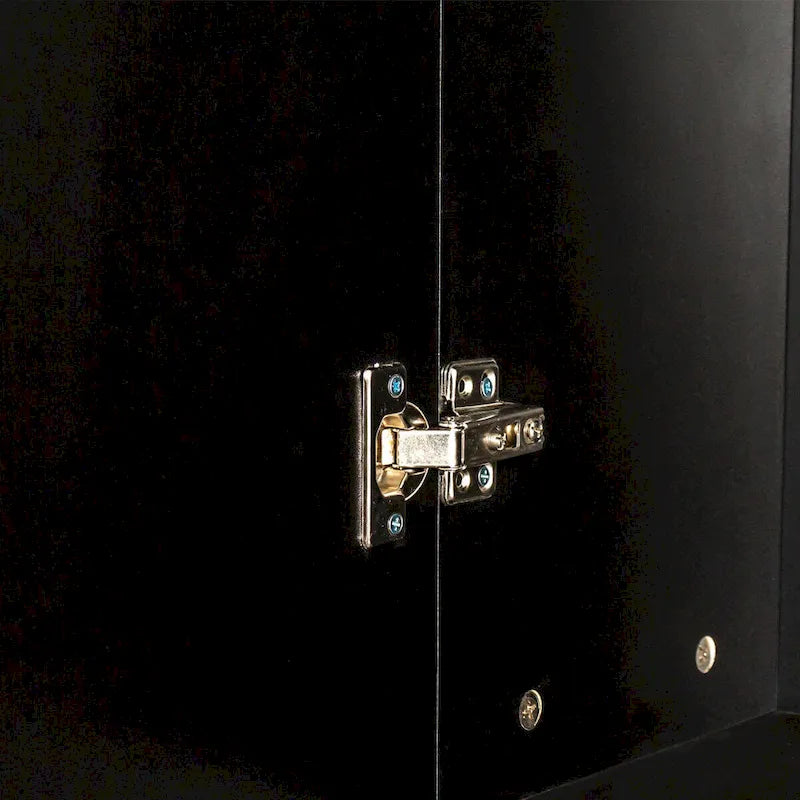 Meuble indépendant avec étagères fixes et deux portes, noir