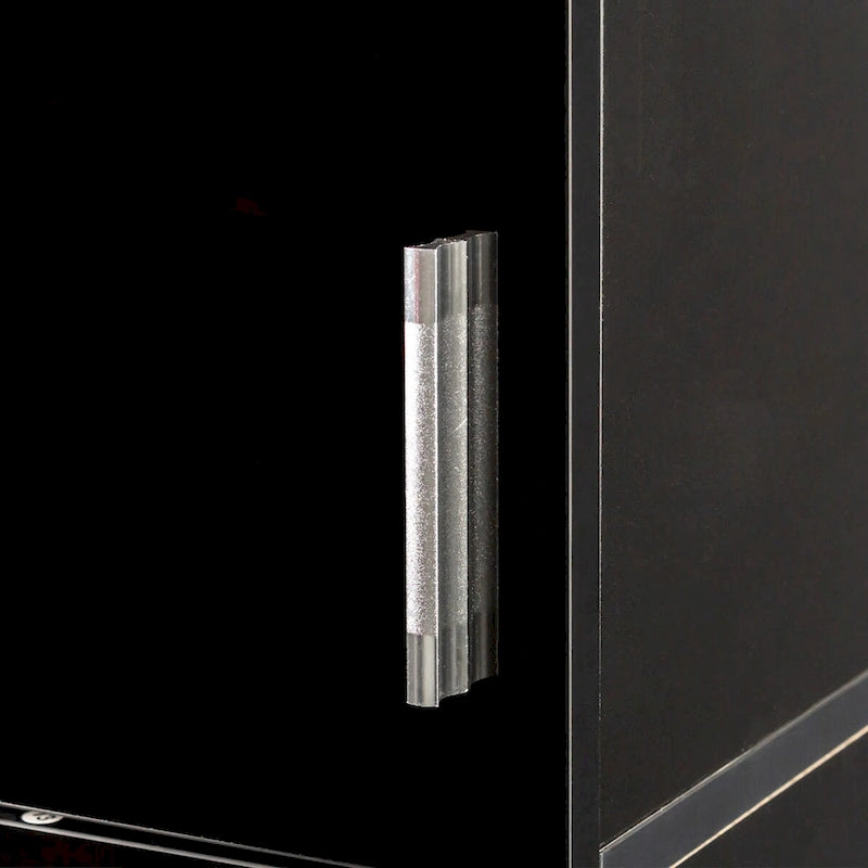 Meuble indépendant avec étagères fixes et deux portes, noir