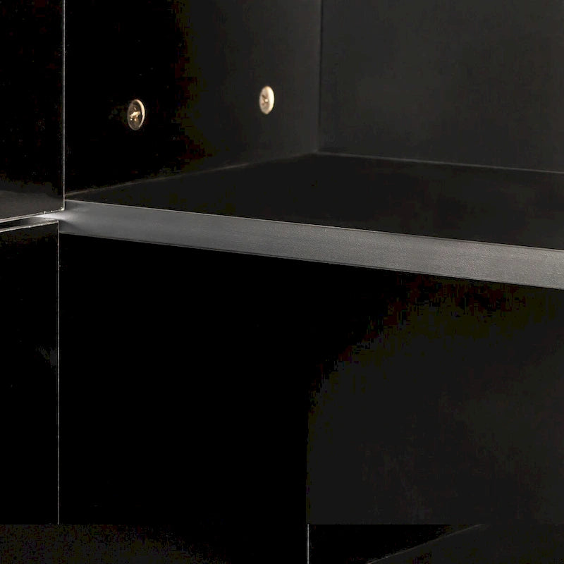 Meuble indépendant avec étagères fixes et deux portes, noir