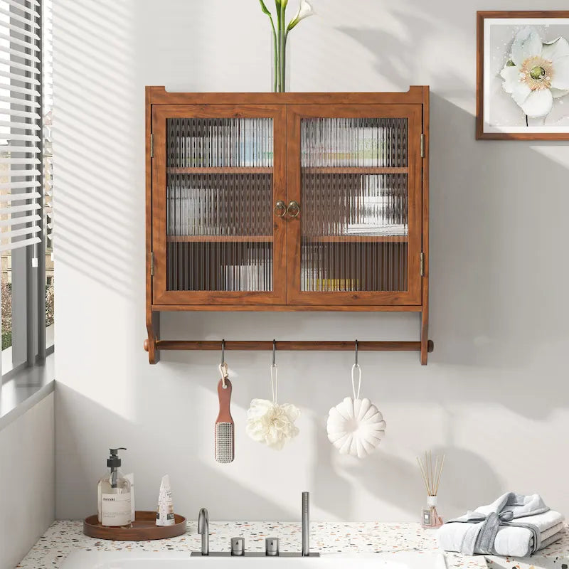 Armoire murale double porte vintage 24,8 cm avec porte vitrée