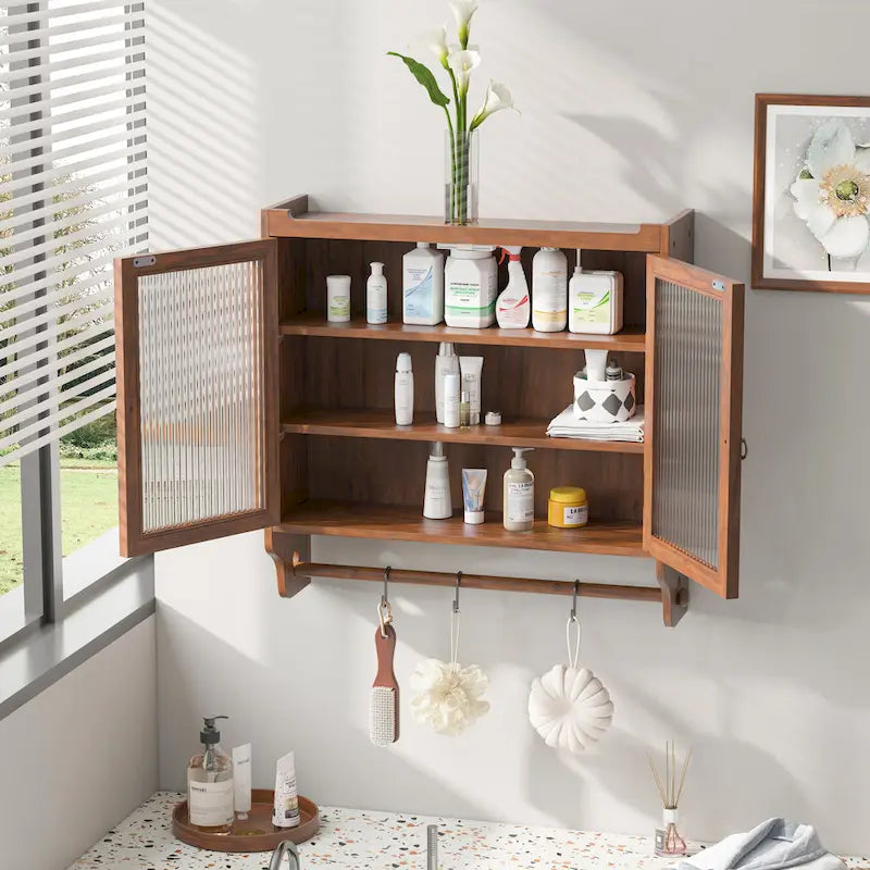 Armoire murale double porte vintage 24,8 cm avec porte vitrée