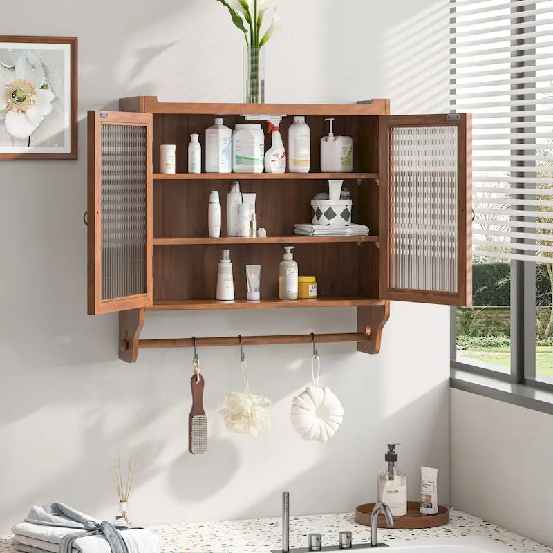 Armoire murale double porte vintage 24,8 cm avec porte vitrée