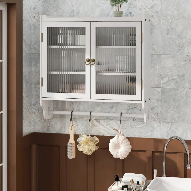 Armoire murale double porte vintage 24,8 cm avec porte vitrée