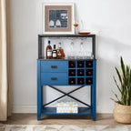 Buffet-bar en bois de 81 cm avec casier à vin - Peut contenir jusqu'à 9 bouteilles