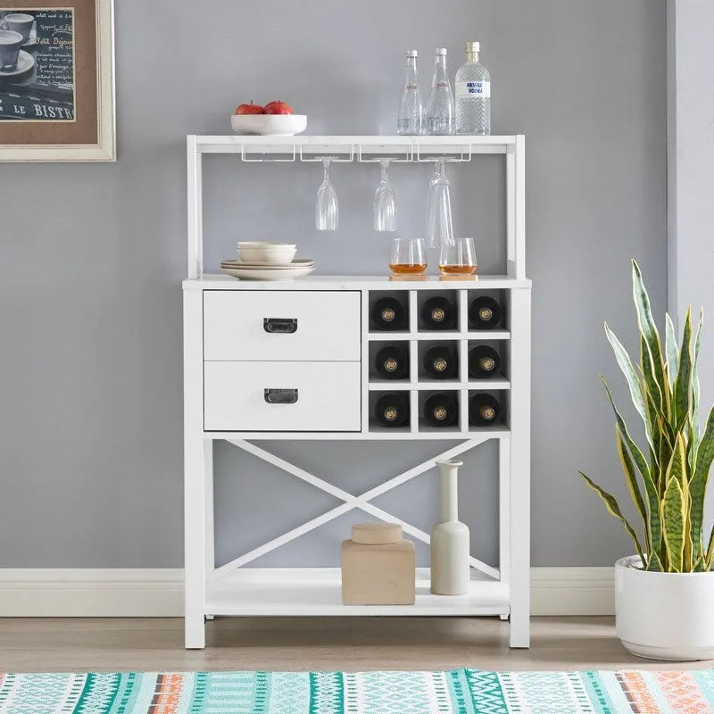 Buffet-bar en bois de 81 cm avec casier à vin - Peut contenir jusqu'à 9 bouteilles