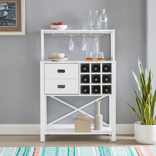 Buffet-bar en bois de 81 cm avec casier à vin - Peut contenir jusqu'à 9 bouteilles