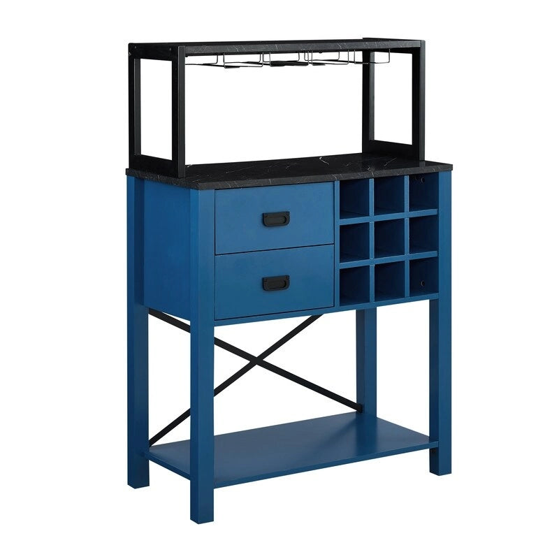 Buffet-bar en bois de 81 cm avec casier à vin - Peut contenir jusqu'à 9 bouteilles