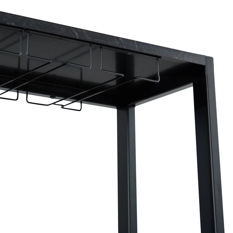 Buffet-bar en bois de 81 cm avec casier à vin - Peut contenir jusqu'à 9 bouteilles