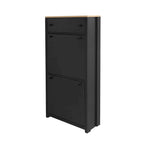 Meuble d'entrée avec 2 tiroirs rabattables, armoire à chaussures avec tiroir et plateau en bois imitation grain de bois, étagère à chaussures avec panneau réglable