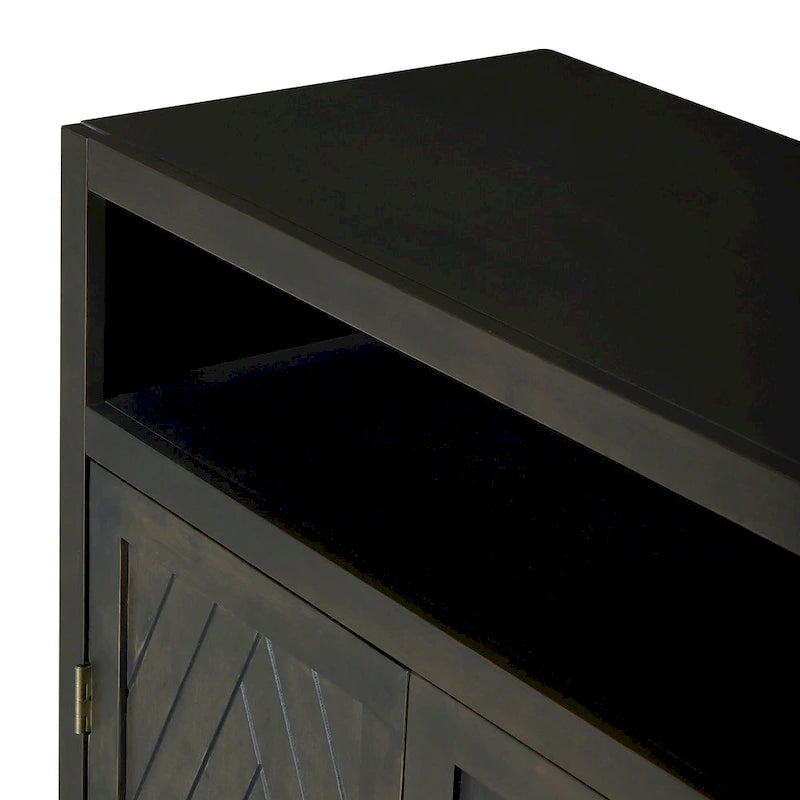 Buffet classique moderne à 4 portes avec rangement ouvert et étagères réglables