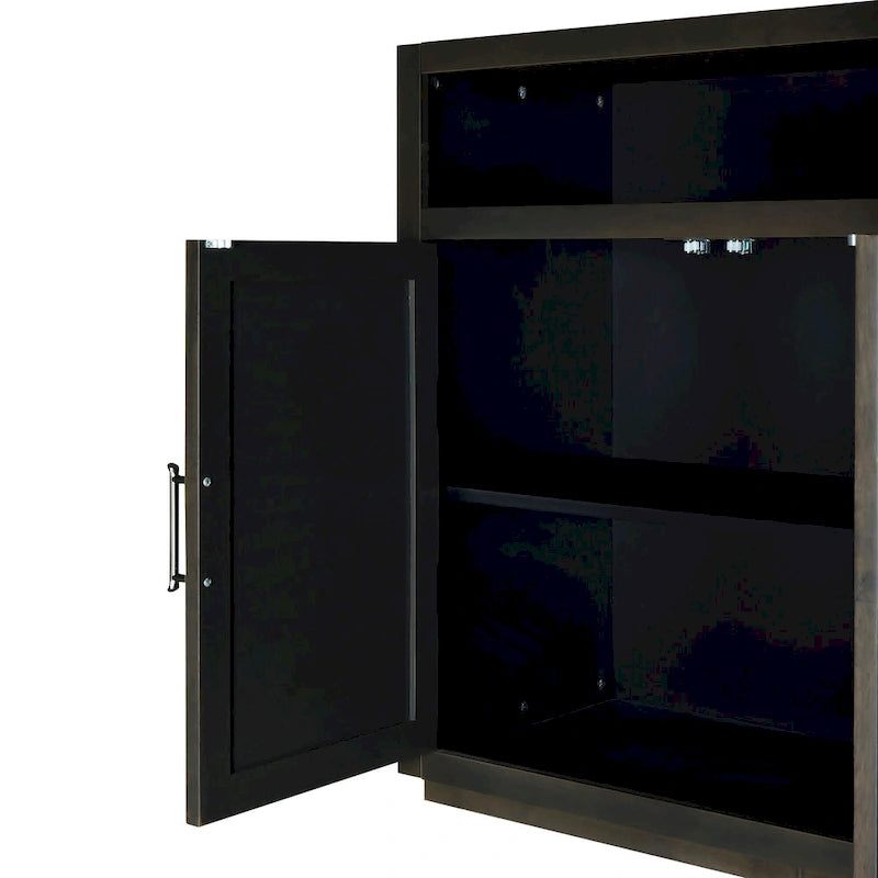 Buffet classique moderne à 4 portes avec rangement ouvert et étagères réglables